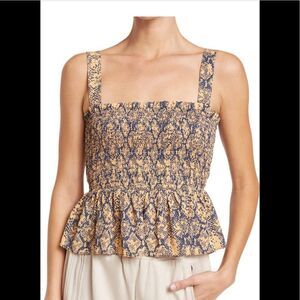 BCBGMAXAZRIA Women’s smocked woven snakeskin print top size XL, NWT
